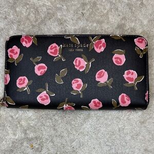 Kate Spade Spencer Ditsy Rose Zip Around Continental Wallet
